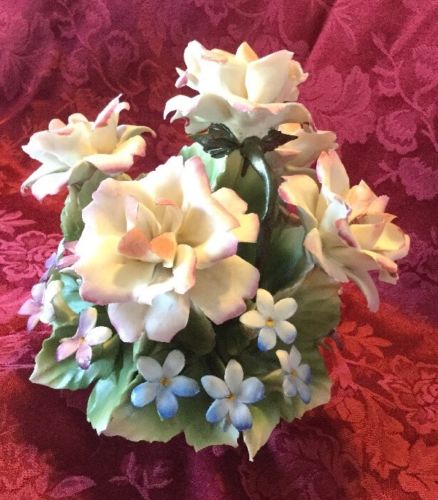 Vintage Capodimonte Italian Ceramic Porcelain Flower Bowl Vase