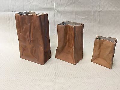 Rosenthal Ceramic Paper Bag Vase Tapio Wirkala Set Of 3 Germany