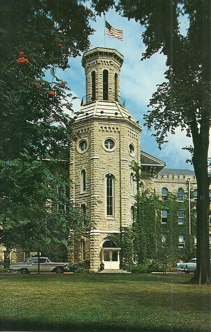 195060's POSTCARD THE TOWER OF HISTORIC BLANCHARD HALL, WHEATON