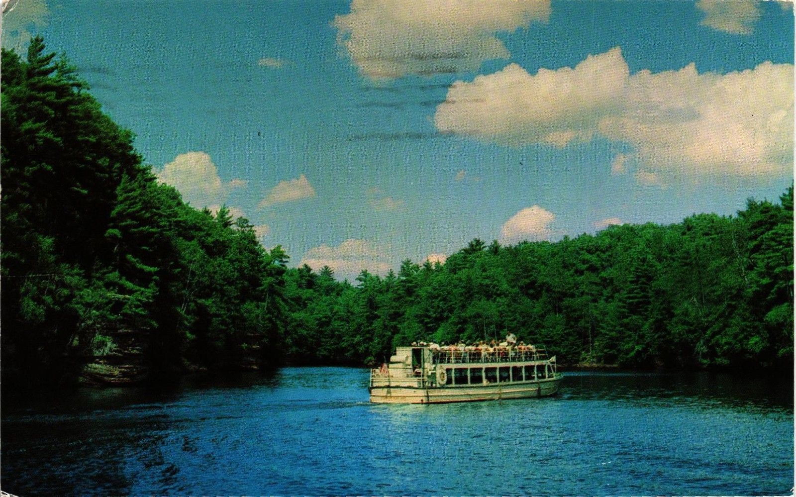 DR JIM STAMPS US WISCONSIN DELLS RIVER TOUR POSTCARD 1962 Antique