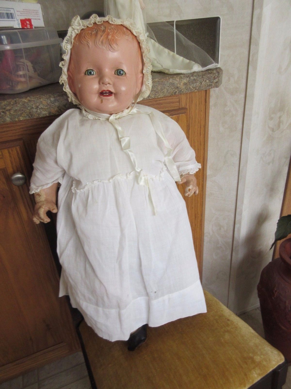 Antique doll 25 " tall & Antique white doll dress Antique Price