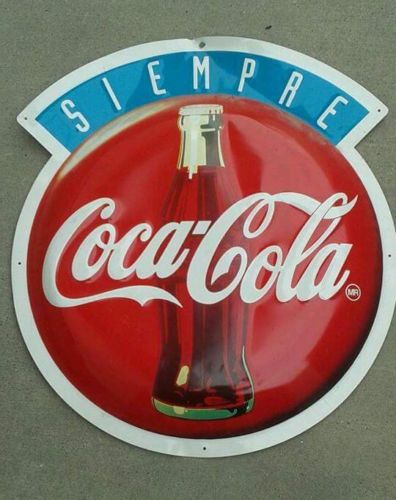 Vintage Large Enameled Coca Cola Spanish Sign *NICE*  Antique Price