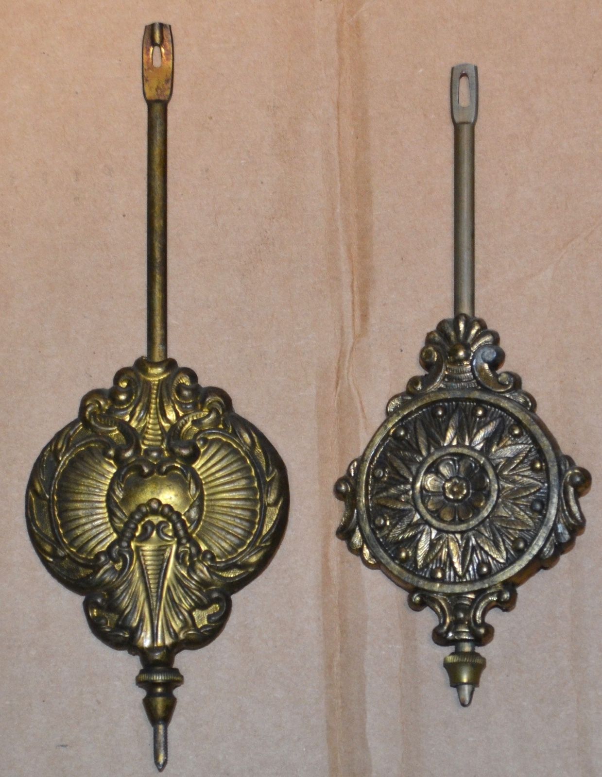 Two Antique E. Ingraham Sessions Kitchen Gingerbread Clock Pendulums