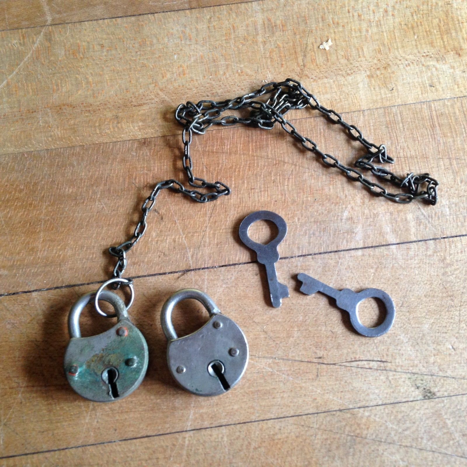 2 Vintage Miniature Padlocks & KeysEagle Lock Co Made in USA