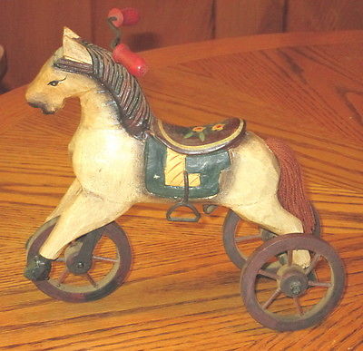 vintage wooden horse tricycle