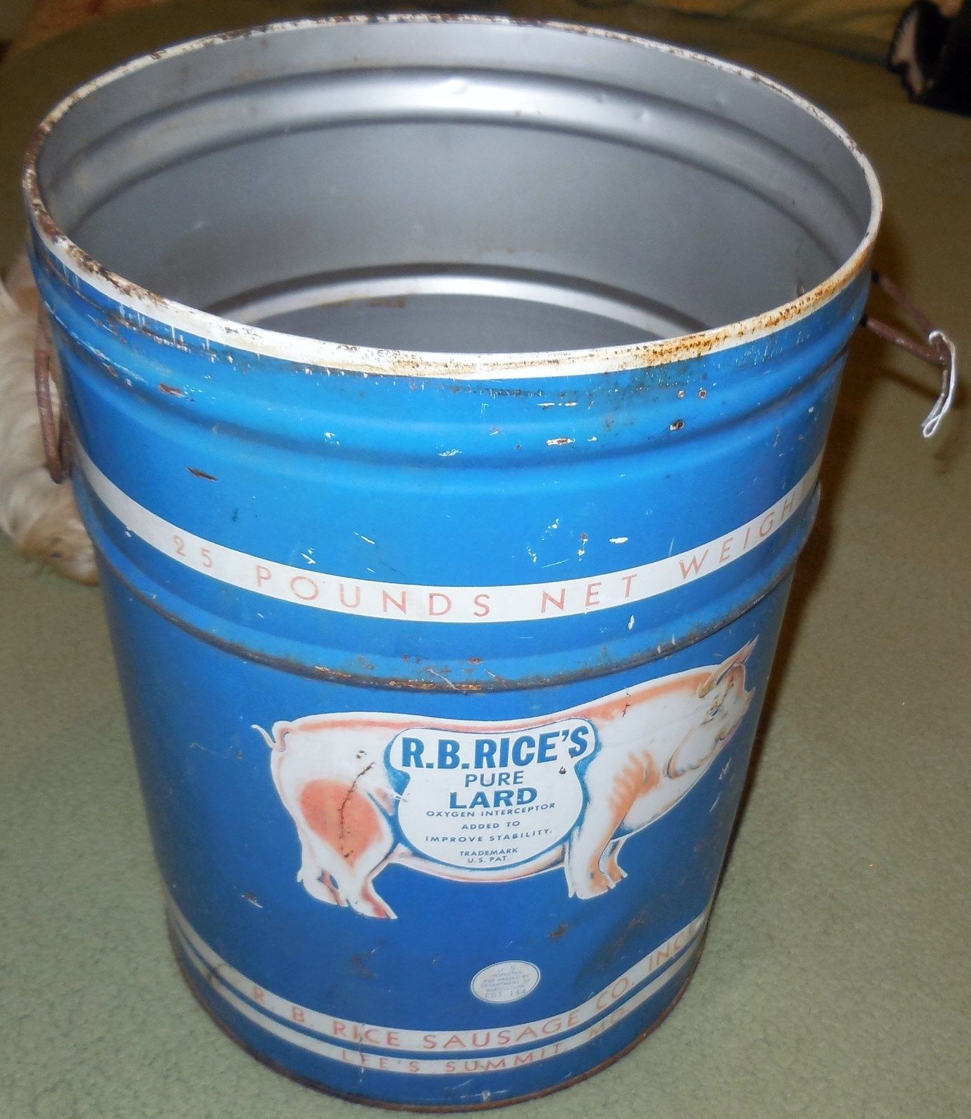 R B Rice's pure lard can vintage primitive collectible decor farming