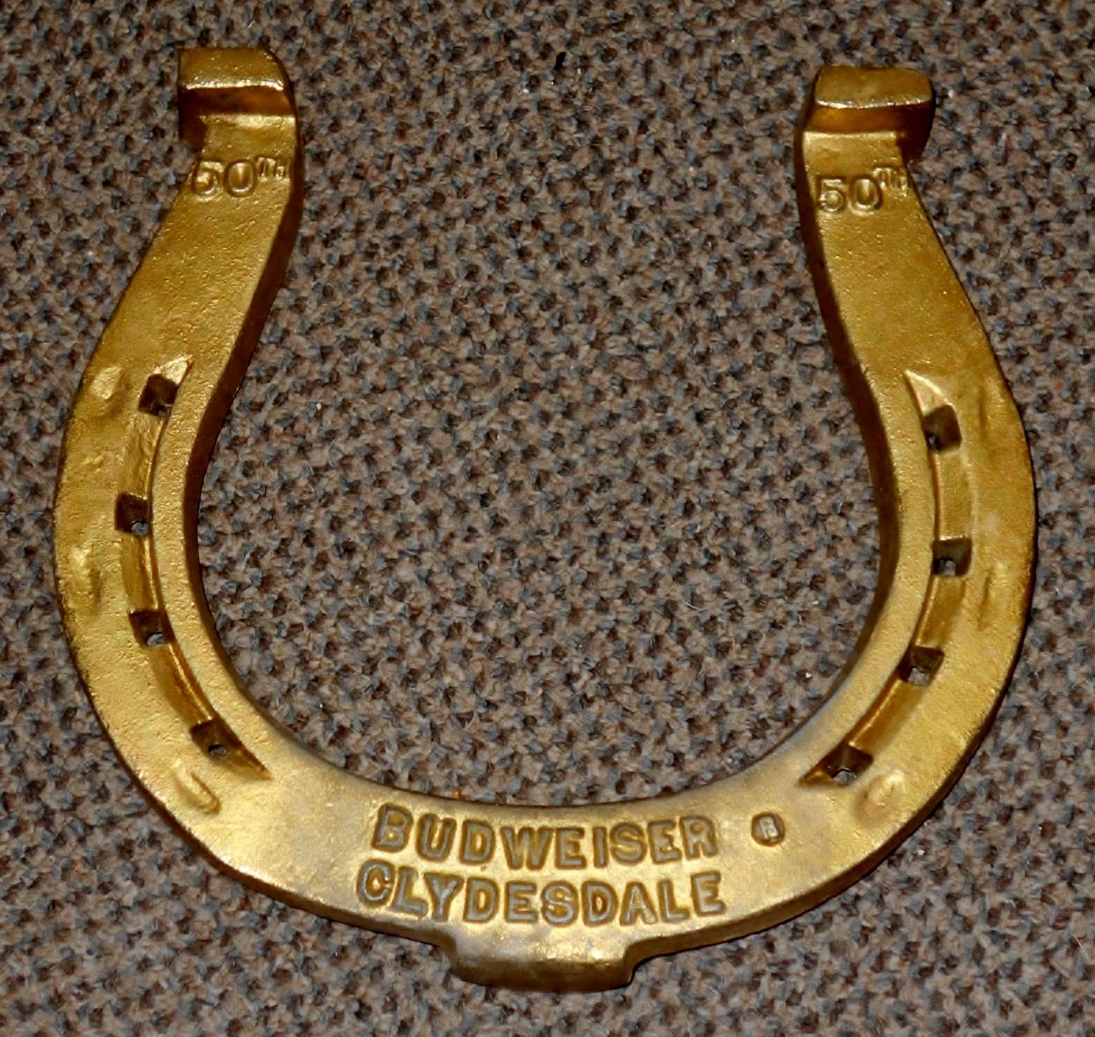 Vintage Budweiser Clydesdale 50th Anniversary Gold 9 Horseshoe Vintage Budweiser Clydesdale 50th