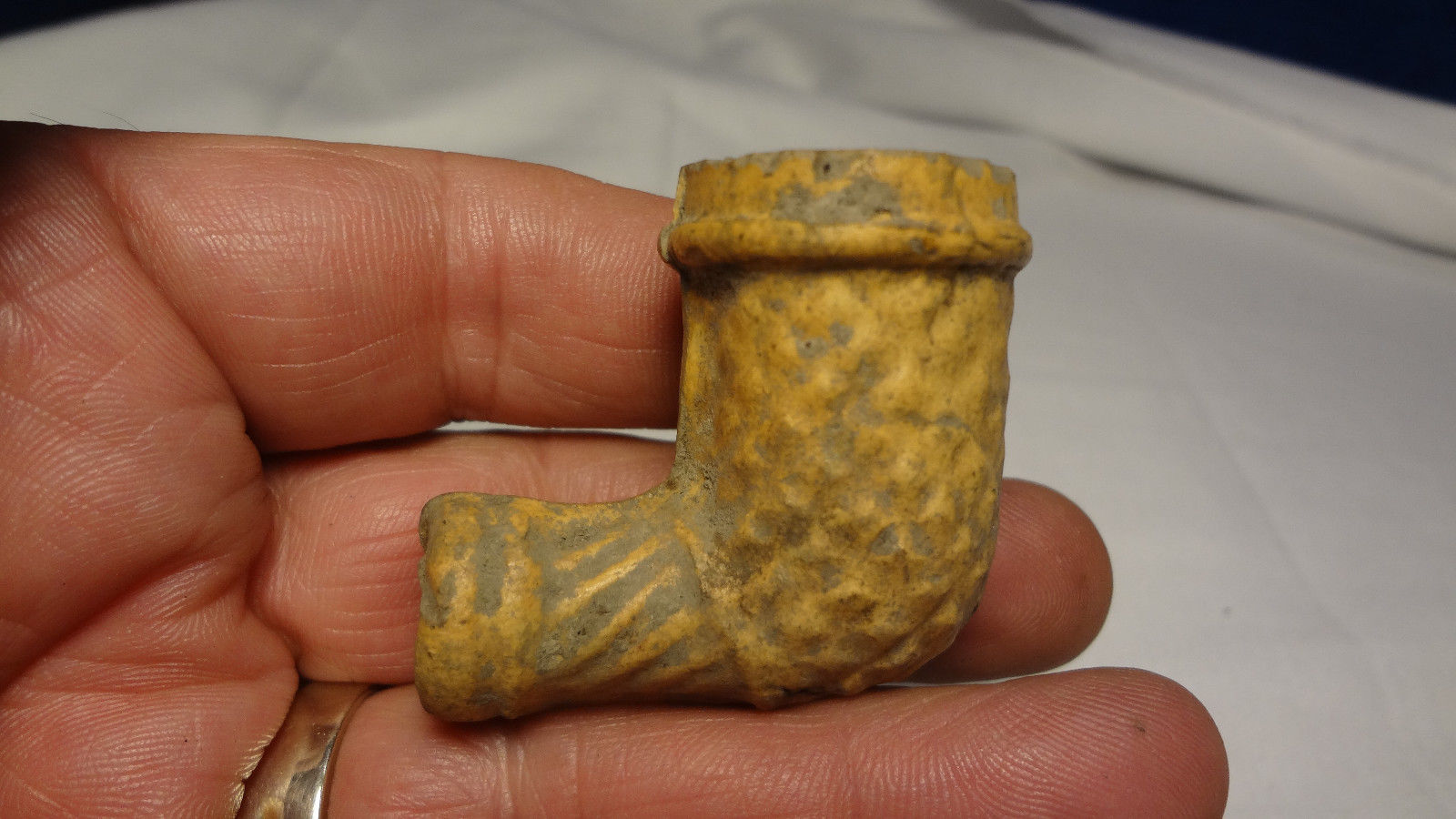 PRIMITIVE CLAY PIPE Hand Made Clay Tobacco Smoking Pipe 2 Antique