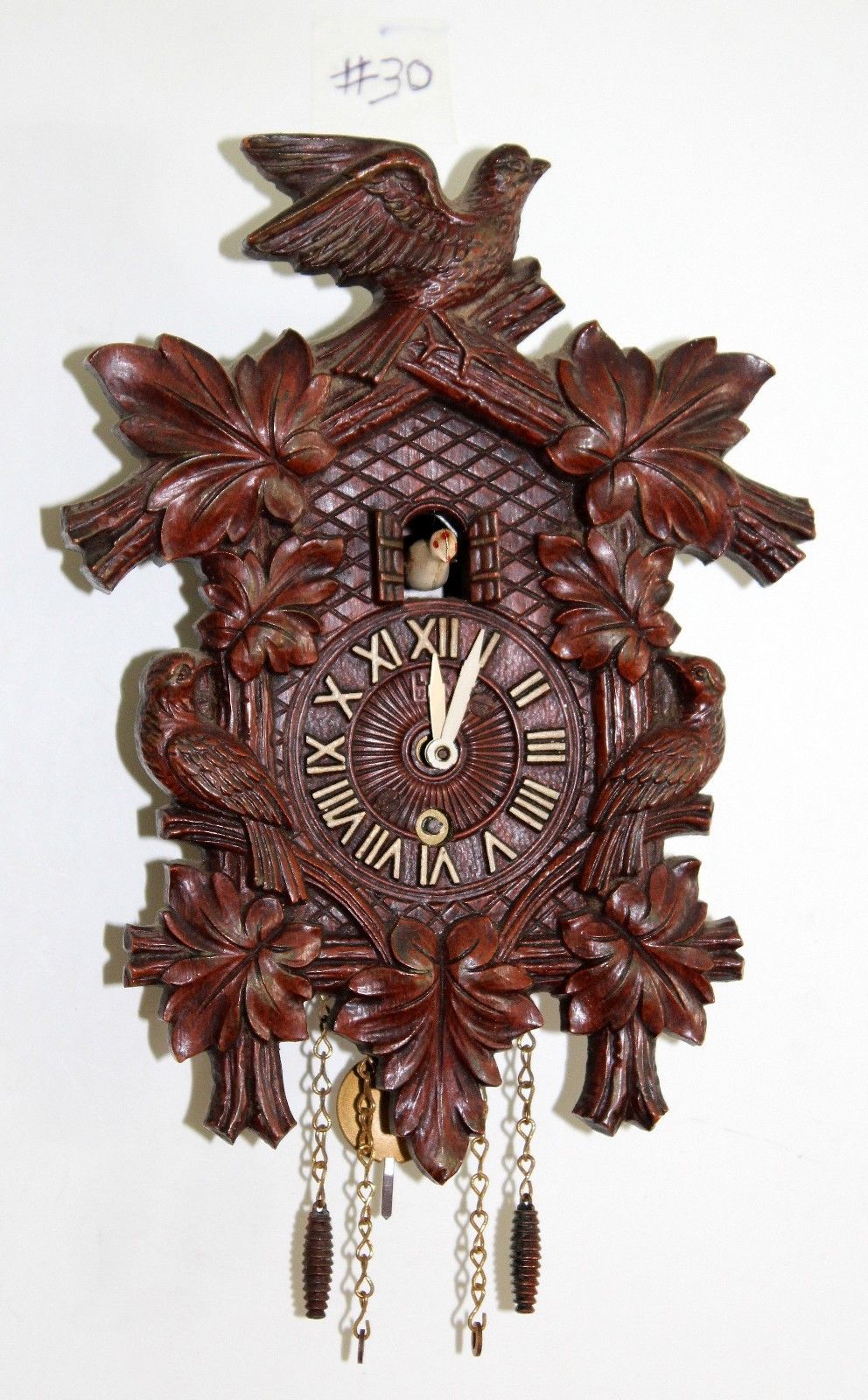 30 Antique Lux "Quail Pendulette" Mini Cuckoo Clock. C.1930's