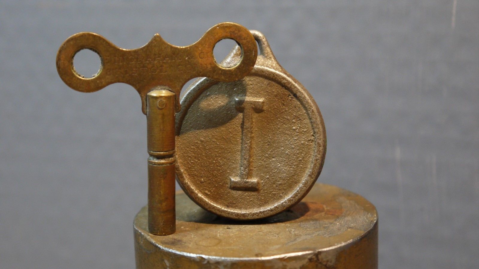 e ingraham clock co. antique shelf clock key and pendulum bob original Antique Price Guide