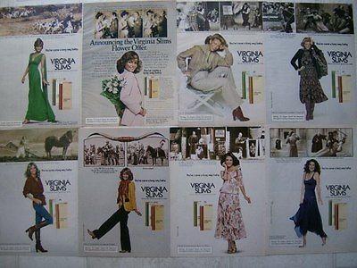 Lot of 8 Virginia Slims Vintage 19741979 Original Magazine Print ads