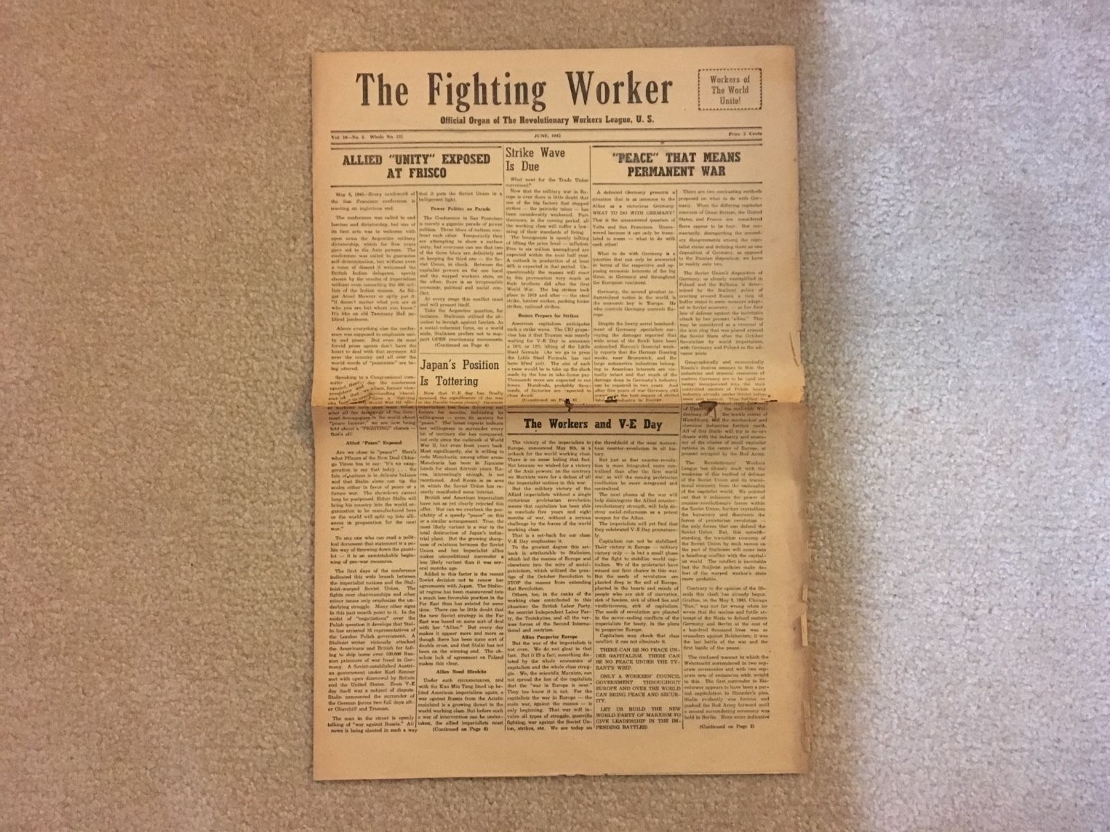 1945 Communist Revolutionary Workers League The Fighting Worker