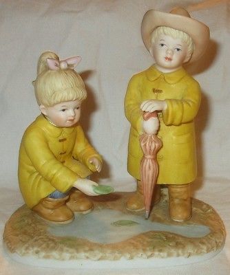 Retired Home Interiors Denim Days Figurine Puddle Jumpers