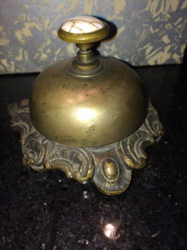 Home Collectibles Antique Guide Vintage Antique Brass With Porcelain Hotel Check In Front Desk Bell