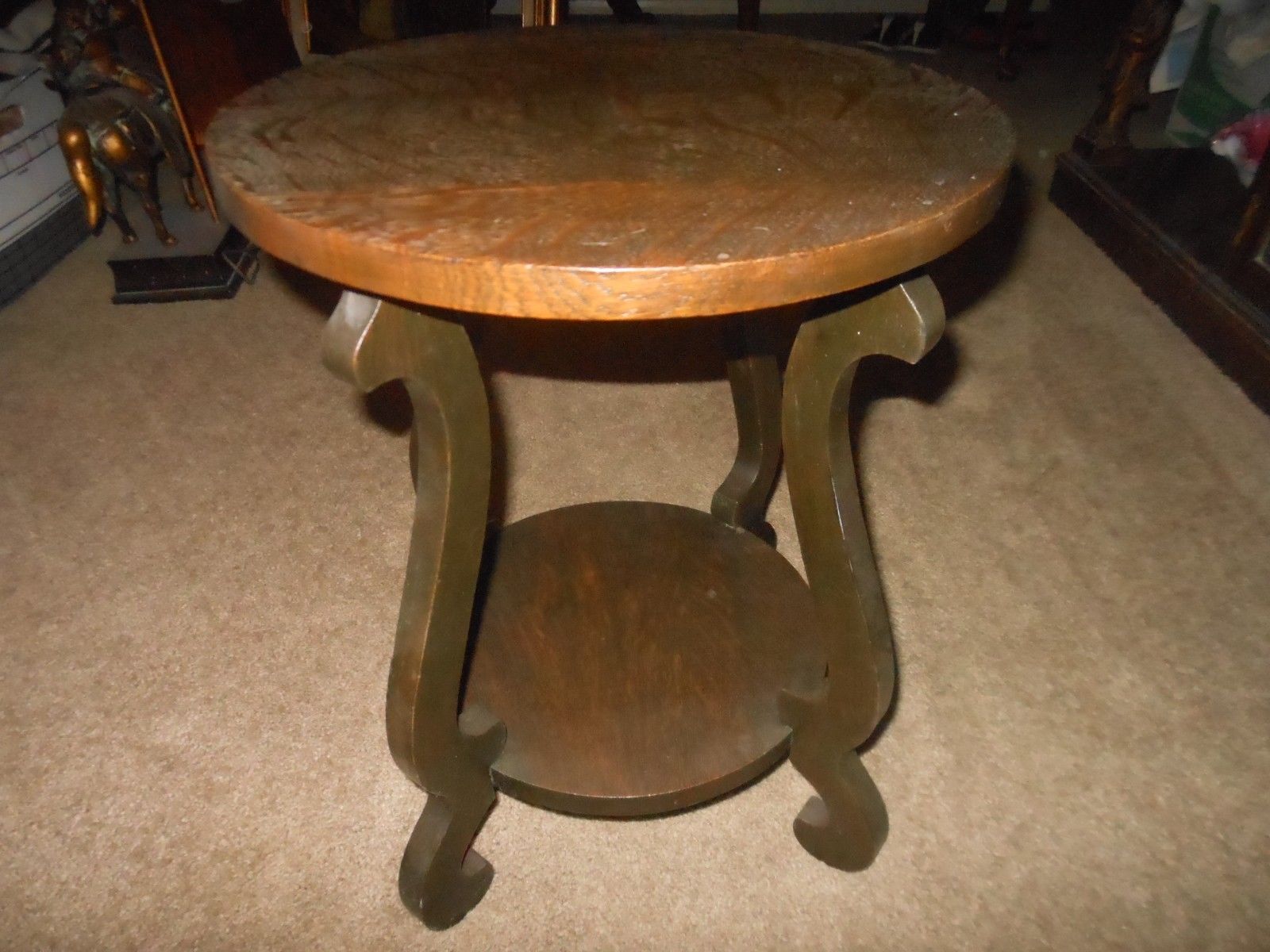 OAK TIGER OAK 4 LEGGED SIDE TABLE Antique Price Guide Details Page
