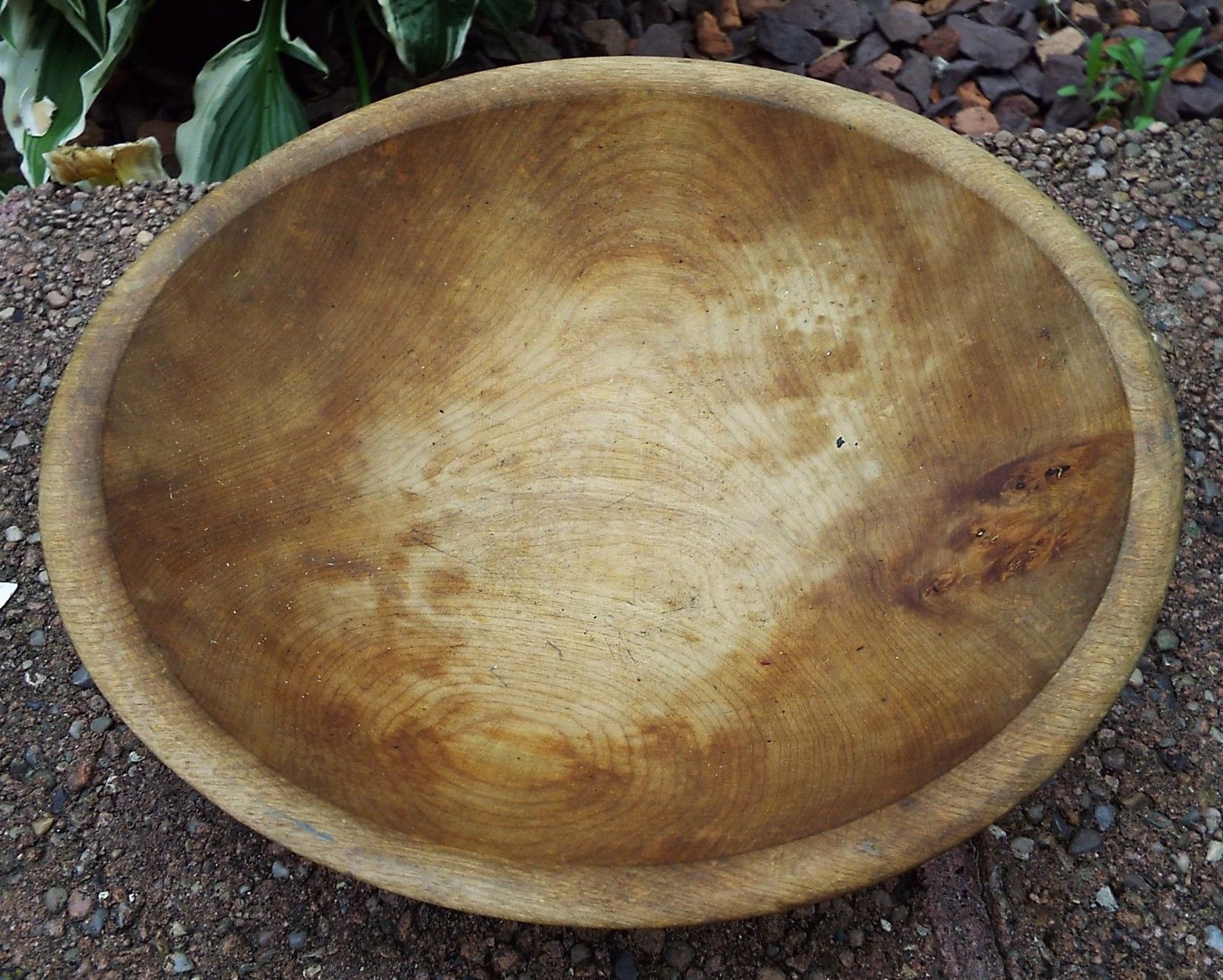 Vintage Primitive Wooden Wood Farmhouse Dough Butter Bowl Signed