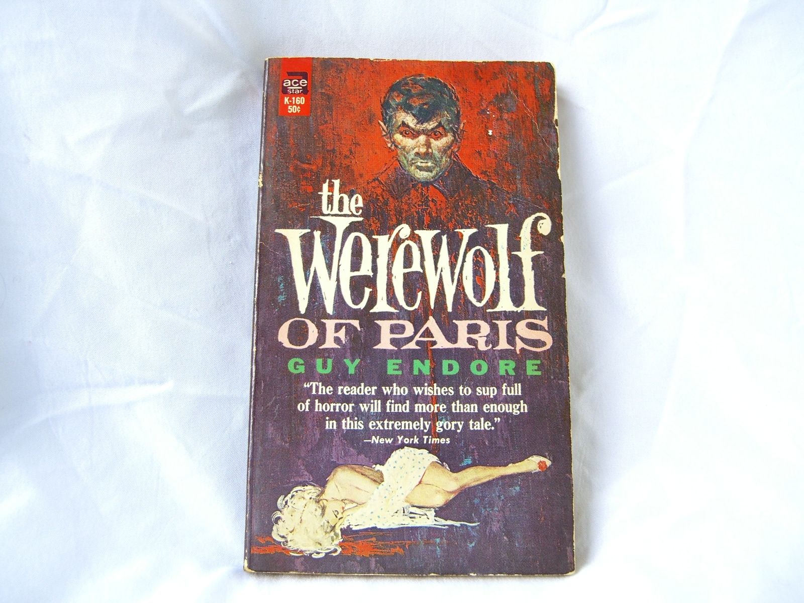 Vintage WEREWOLF OF PARIS Guy Endore paperback horror ACE K160 horror