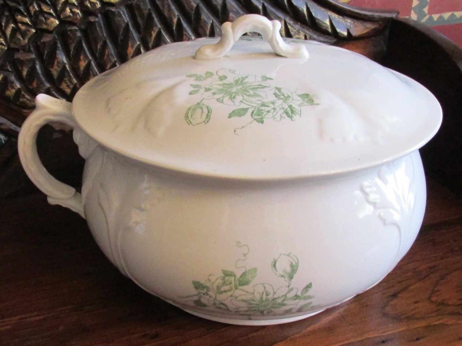 Vintage Ironstone Chamber Pot with Lid Marked on Bottom Antique Price Guide Details Page