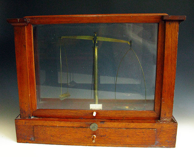 Antique Wood Scale Pharmacy Gold Rush Medicine Apothecary Cabinet
