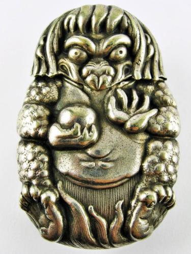 Factureerbaar Lezen vuurwerk ANTIQUE GORHAM #070 JAPANESE KAPPA DEMON FIGURAL SILVER PLATE VESTA MATCH  SAFE -- Antique Price Guide Details Page