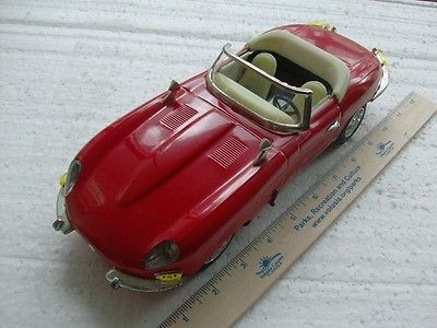 1960s JAGUAR XKE LARGE TIN METAL CONVERTIBLE TOY CAR 12 INCH RED ...