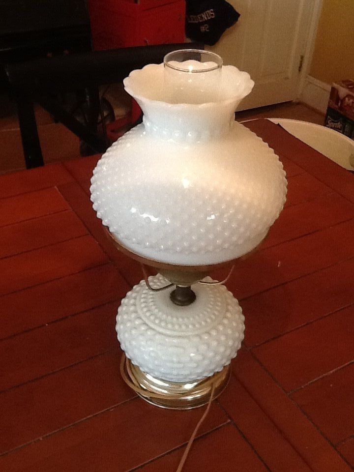 Vtg Milk Glass Hobnail Oil Kerosene Hurricane 6" Lamp Shade electric