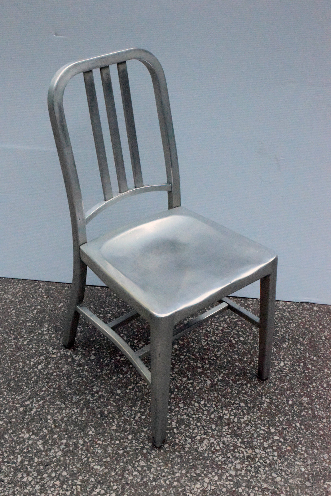 vintage emeco model 1006 brushed aluminum navy chair original mid