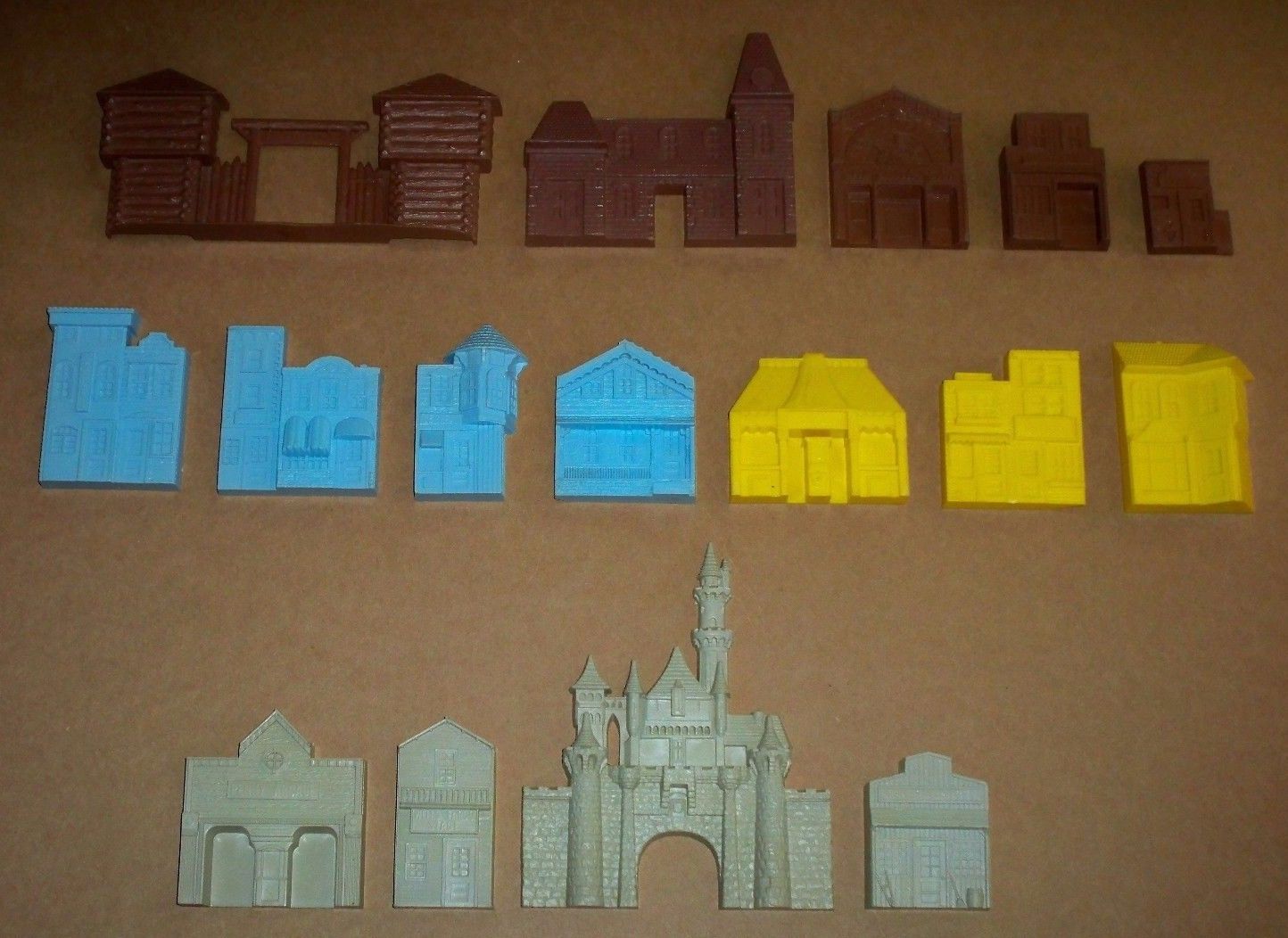 Vintage Marx Disneyland Playset Building Lot Yellow Brown Blue Gray