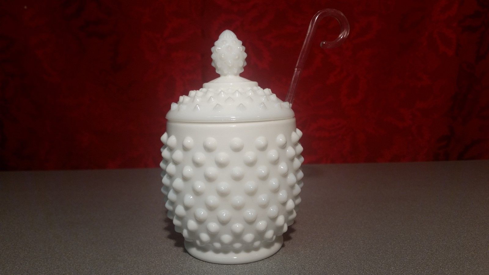 Milk Glass Hobnail Sugar Bowl With Plastic Spoon Antique Price Guide