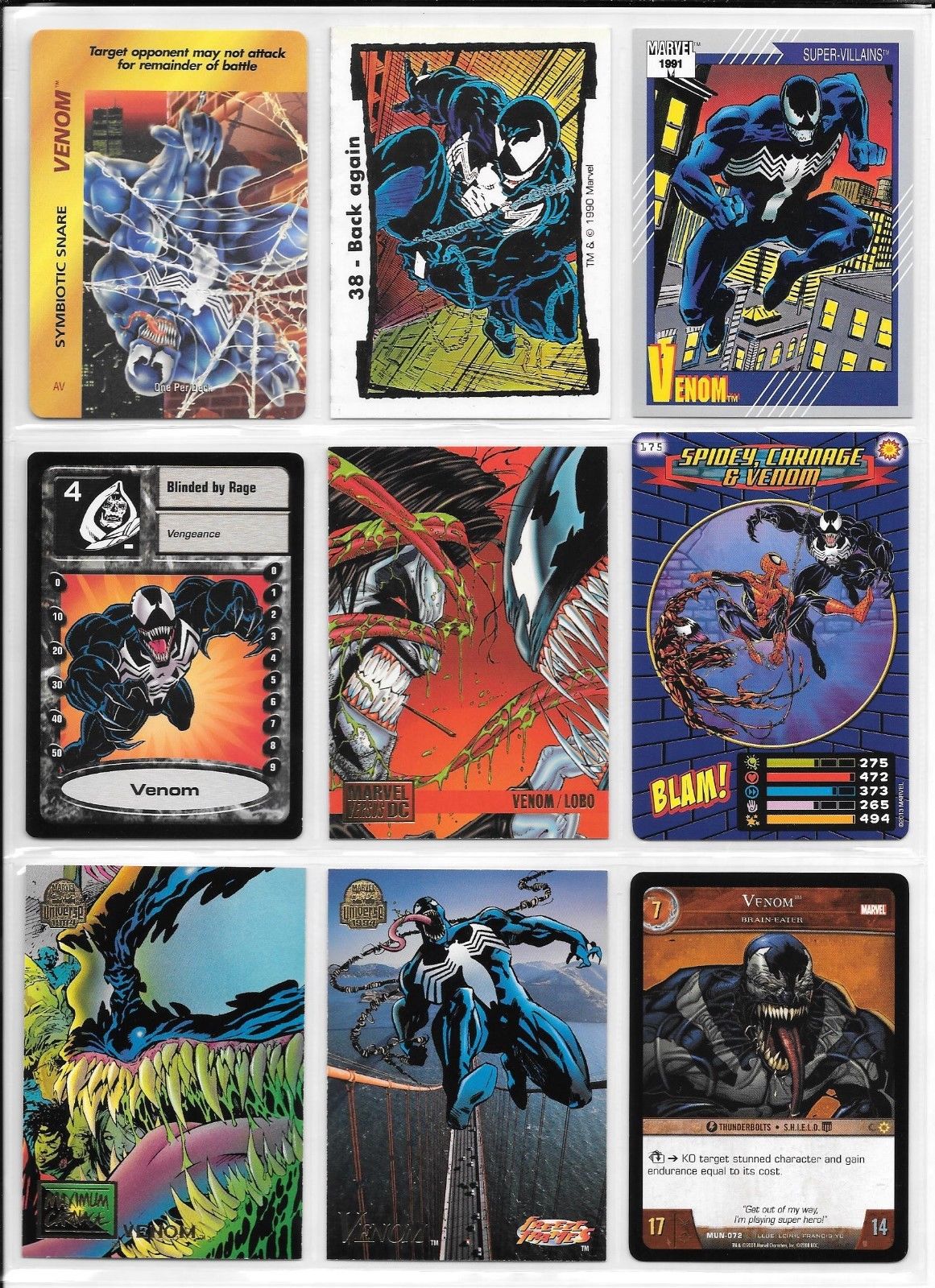 Venom, Marvel card lot Antique Price Guide Details Page