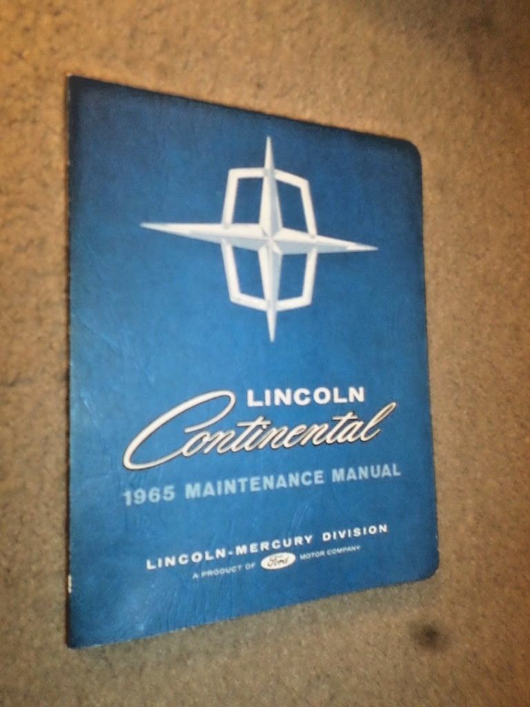 W. 1965 Lincoln "Continental" Car Maintenance Manual Antique Price