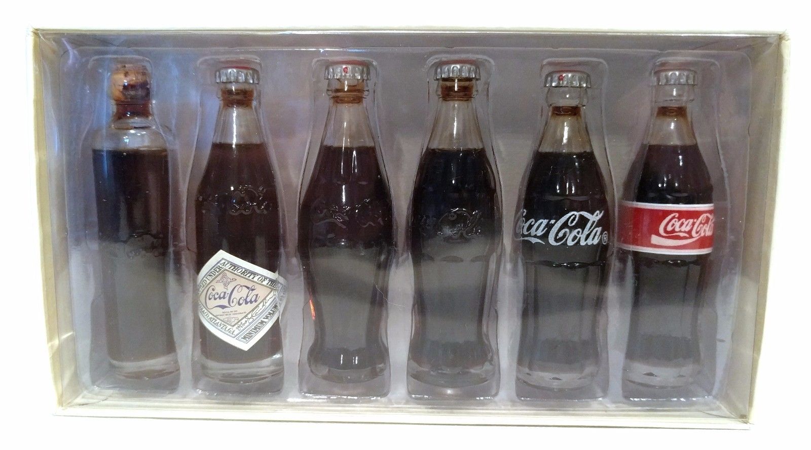 Evolution of the CocaCola Contour Bottle Set 6 Miniature Bottles Box