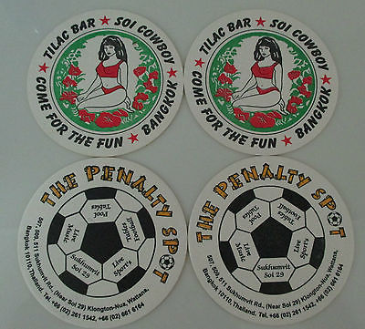 PENALTY SPOT BANGKOK BEER BAR THAILAND BEER COASTERS SET OF 2 TILAC BAR