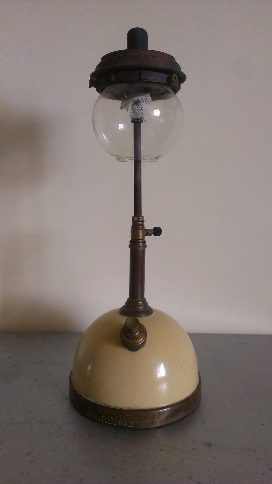 Vintage Tilley Table Lamp Owl White Enamel Base Long Stem