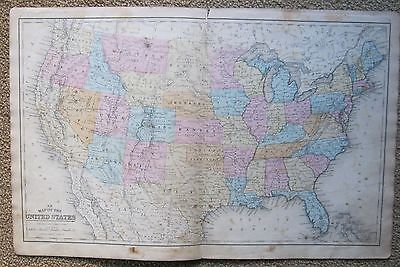THE UNITED STATES & INDIAN TERRITORY 1866 COLORED MAP 287X1L T