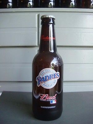 Budweiser MLB Padres Large Glass Beer Bottle Empty 64 Oz King 15