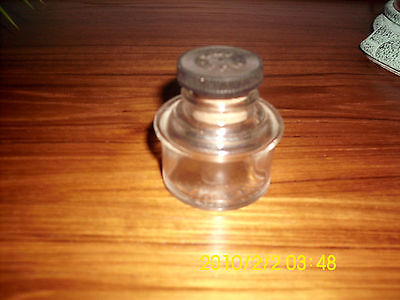 Vintage School Desk Inkwell Old 1 7 8 Hole Corker And Screw Lid