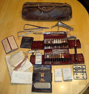 Vintage 1800's Leather Doctors Bag & Tools -- Antique Price Guide Details  Page