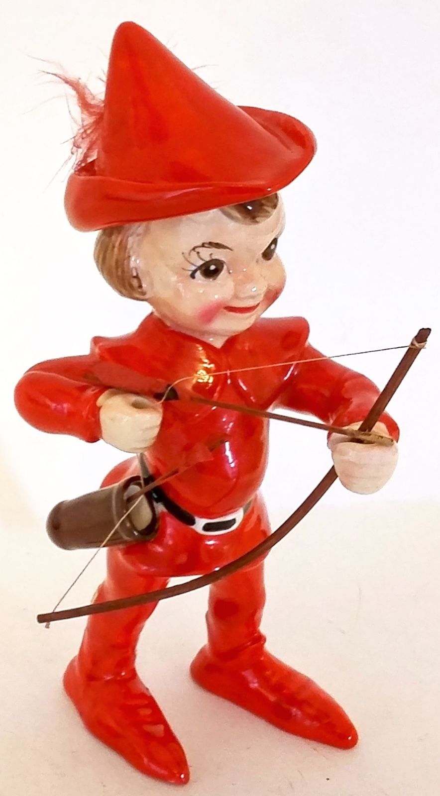 1955 KREISS CERAMIC RED ROBIN HOOD FIGURINE W/BOX & ARROWS - JAPAN ...