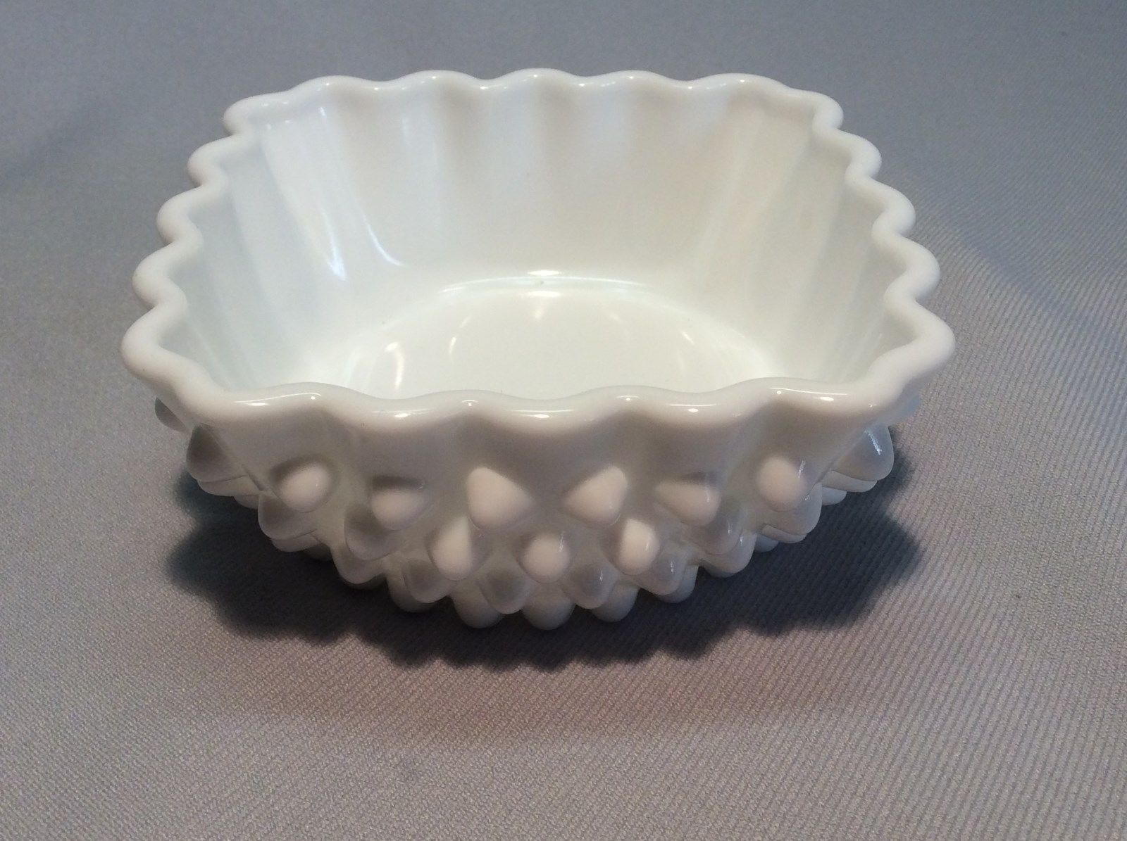 Vintage FENTON HOBNAIL Milk Glass Square Candy/Trinket DISH Bowl