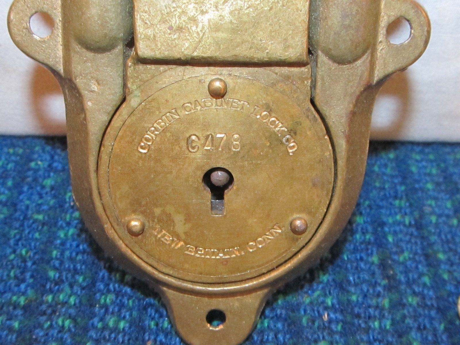Vintage Old Brass Corbin Trunk Cabinet Lock Co Padlock W 2 Keys