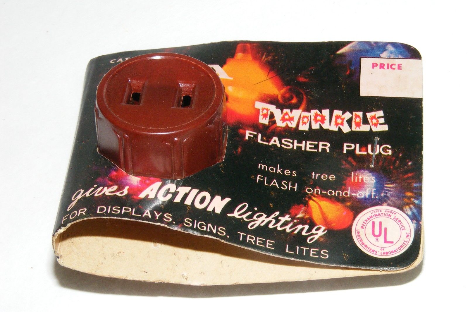 Vintage 1960s NOMA Christmas Tree Twinkle Light Flasher Plug In Package