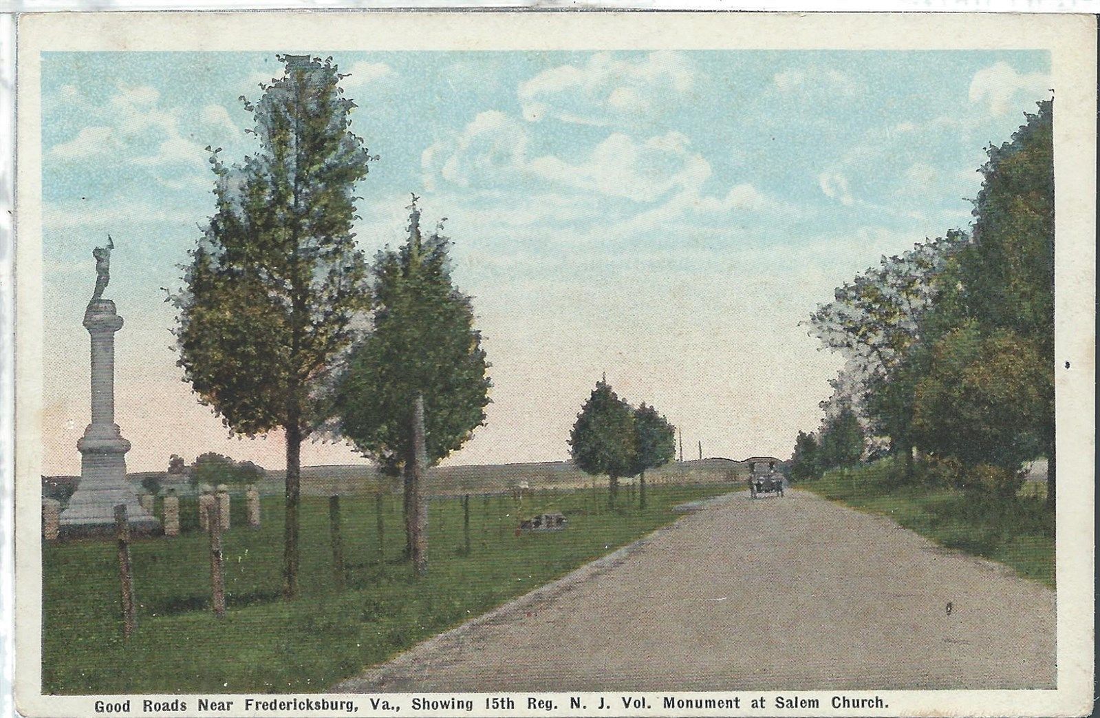 Fredericksburg Virginia VA Vintage Postcard Road at Salem Church Early