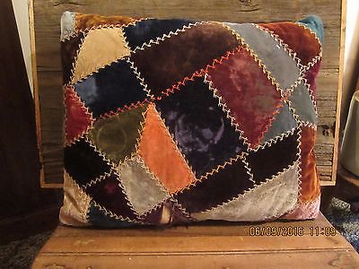 Antique Vintage Primitive Large Handmade Velvet Crazy Quilt