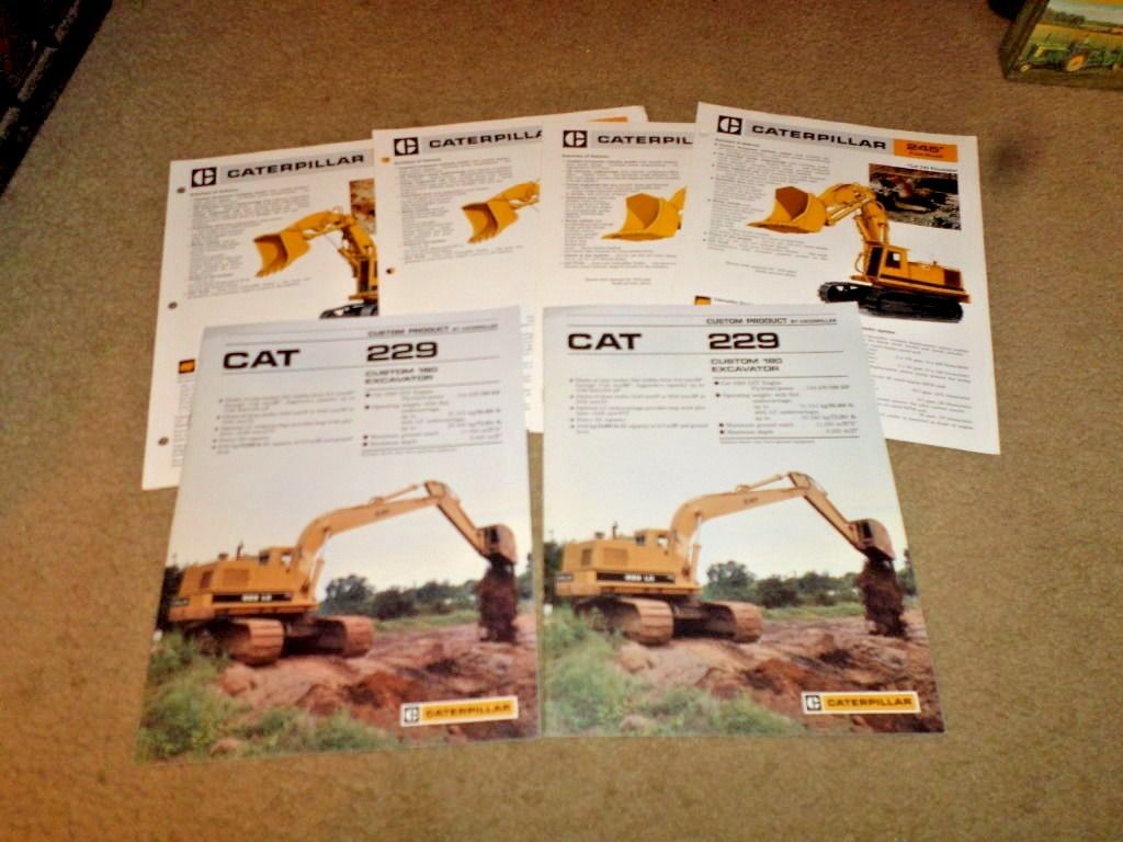 Y. LOT 6 Caterpillar "Excavators" Tractor Dealer Sales Brochures Antique Price Guide Details Page