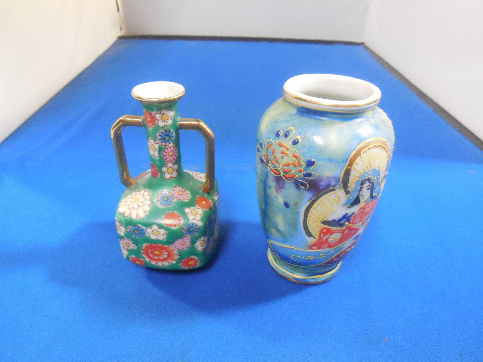 2 Small Colorful Vases Made In Occupied Japan One Marked Ka