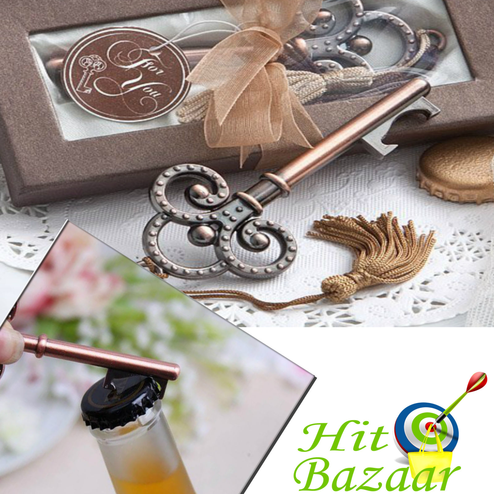 Skeleton Key Bottle Opener Vintage Antique Present Wedding Favor