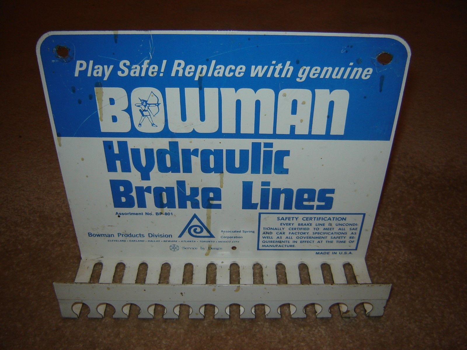 Bowman Hydraulic Brake Lines Garage Service Station Display Antique