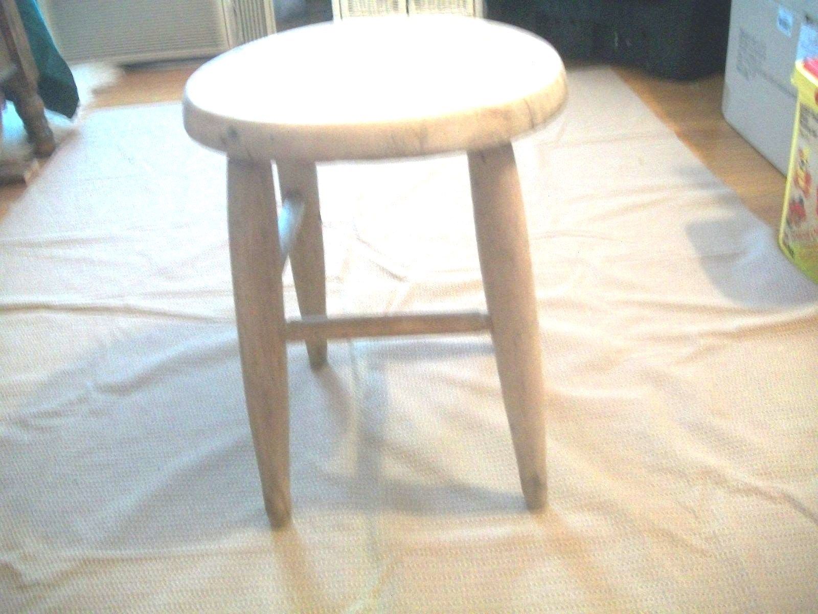 Antique Vintage WOOD Wooden SPINDLE LEG Piano Milking STOOL Round SEAT