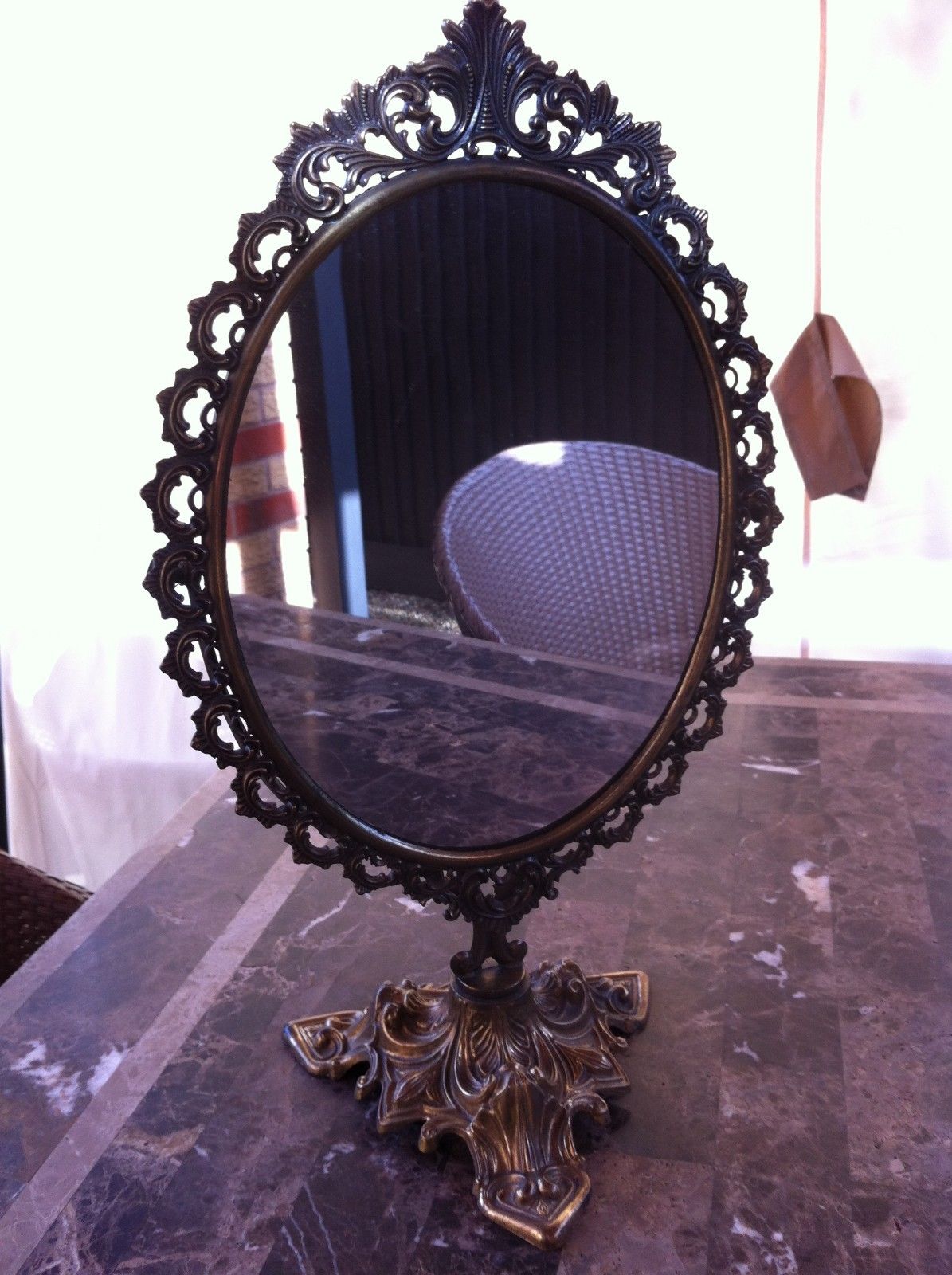 Vintage Brass Dressing Table Mirror Antique Price Guide Details Page